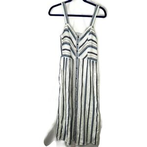 Zara Striped Button Front Maxi/Midi Dress Pockets Size XS